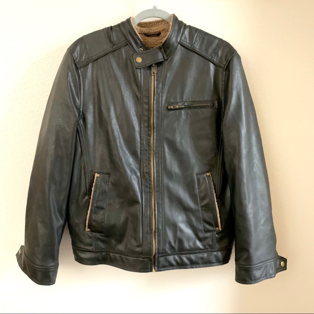 Columbia leather Sherpa lined Moto jacket SZ M